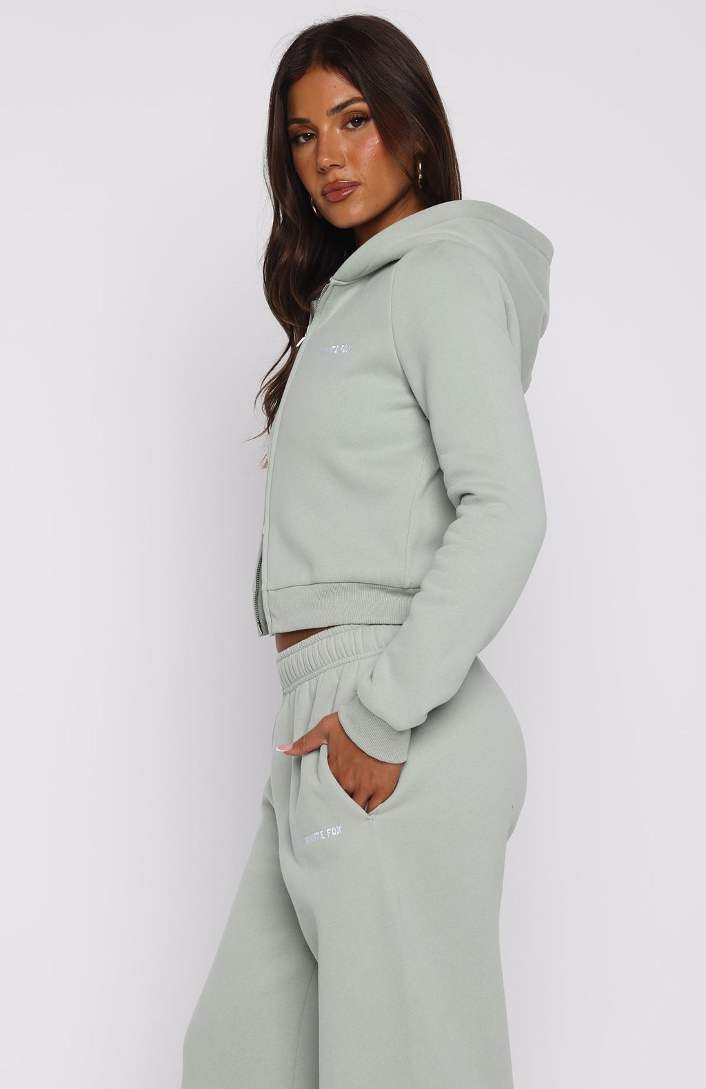 Comfy Cute Slim Zip Front Seafoam Hoodie