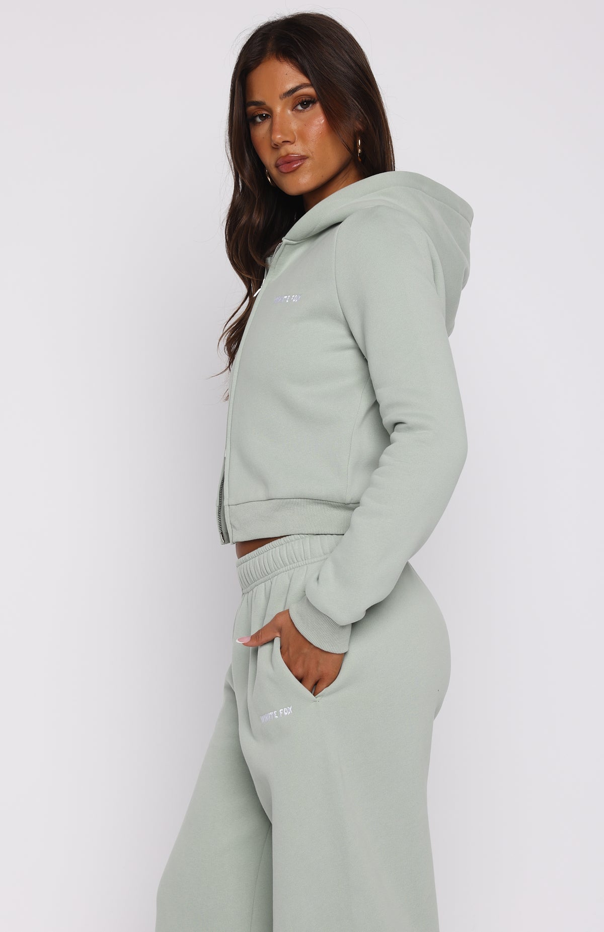 Comfy Cute Slim Zip Front Seafoam Hoodie
