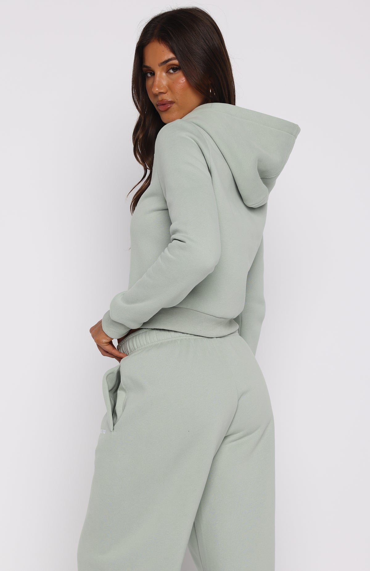 Comfy Cute Slim Zip Front Seafoam Hoodie
