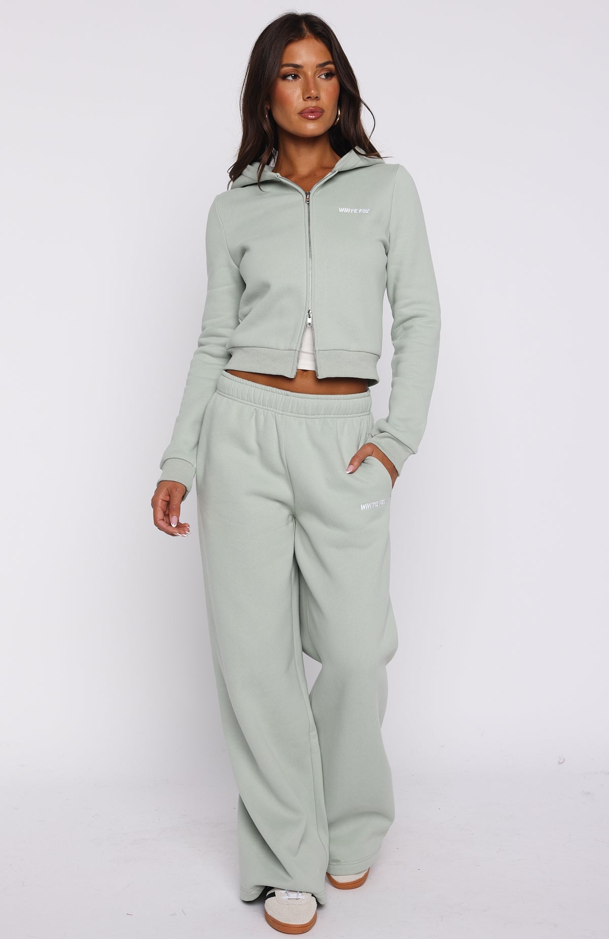 Comfy Cute Slim Zip Front Seafoam Hoodie