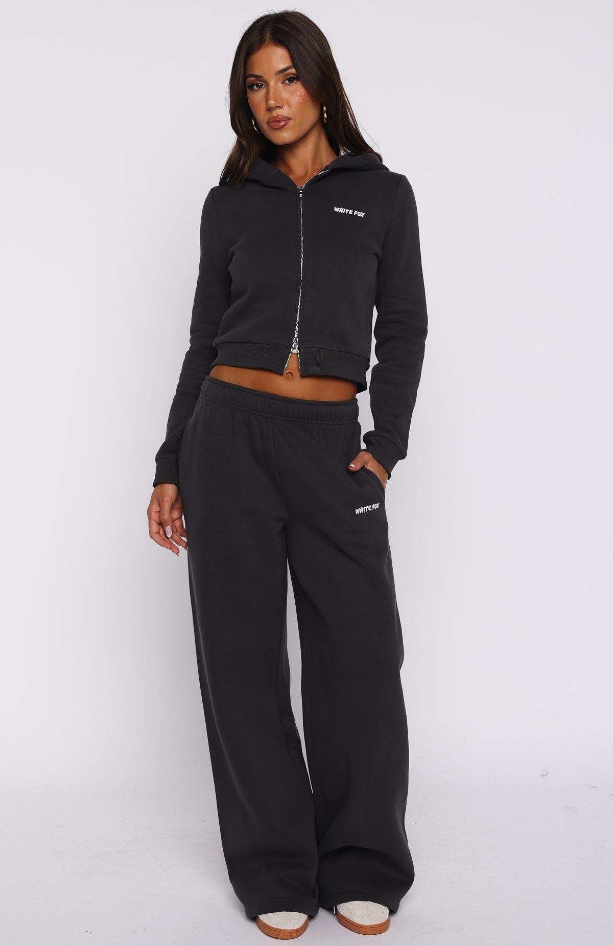 Comfy Cute Slim Zip Front Charcoal Hoodie