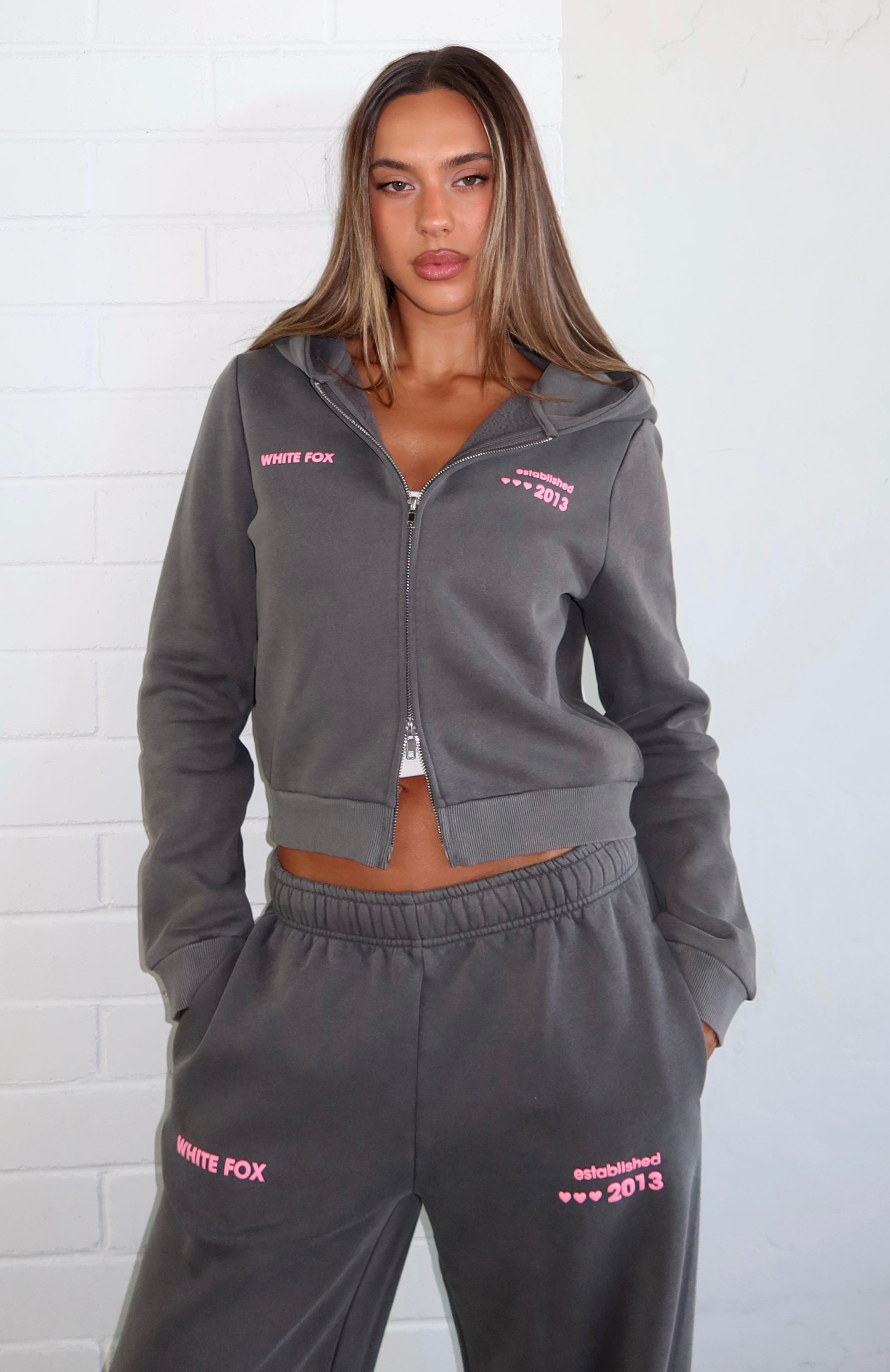 Down For Whatever Slim Charcoal Wash Hoodie
