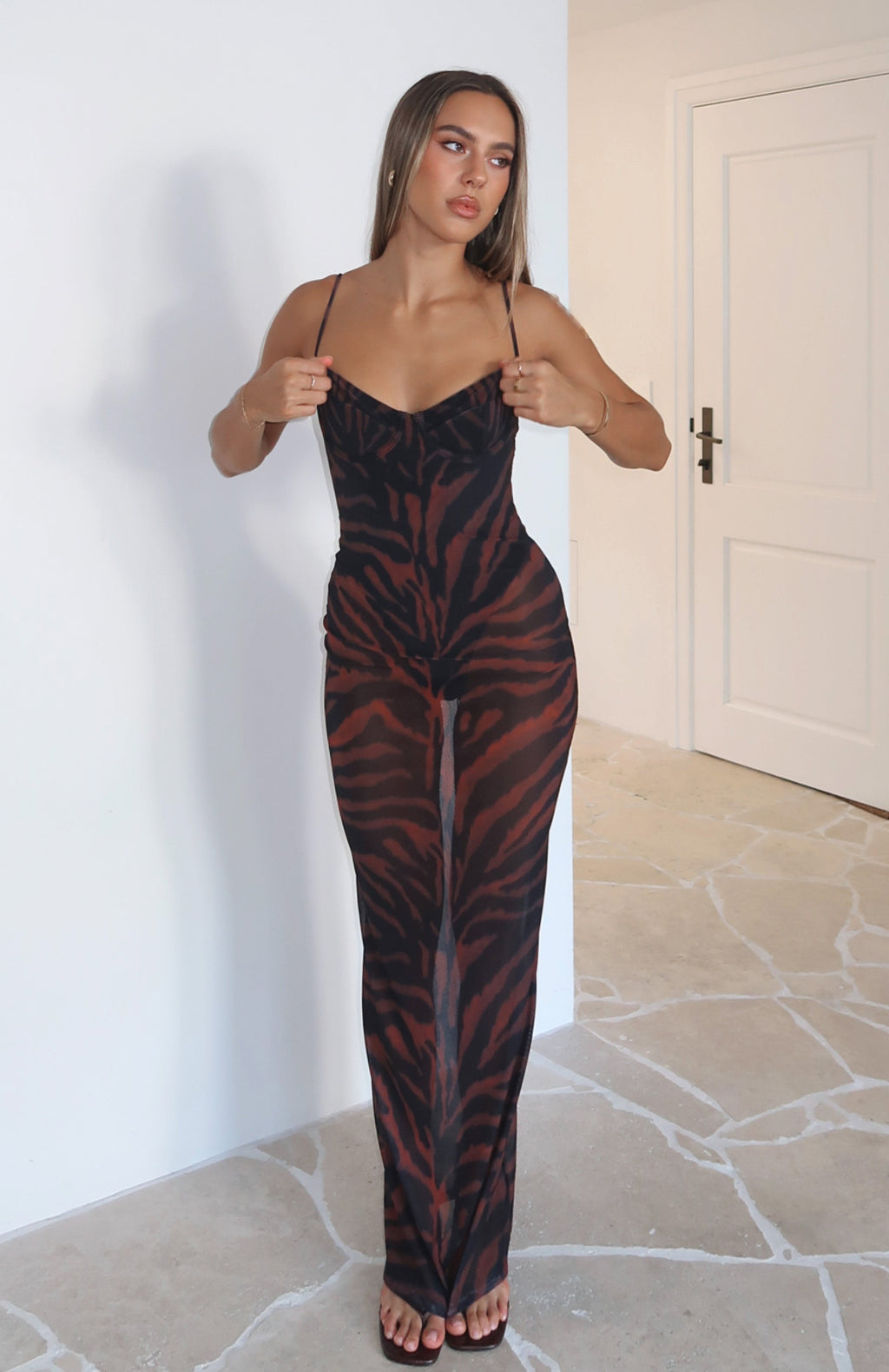 Amber Zebra Dream Of Me Flowy Maxi Dress