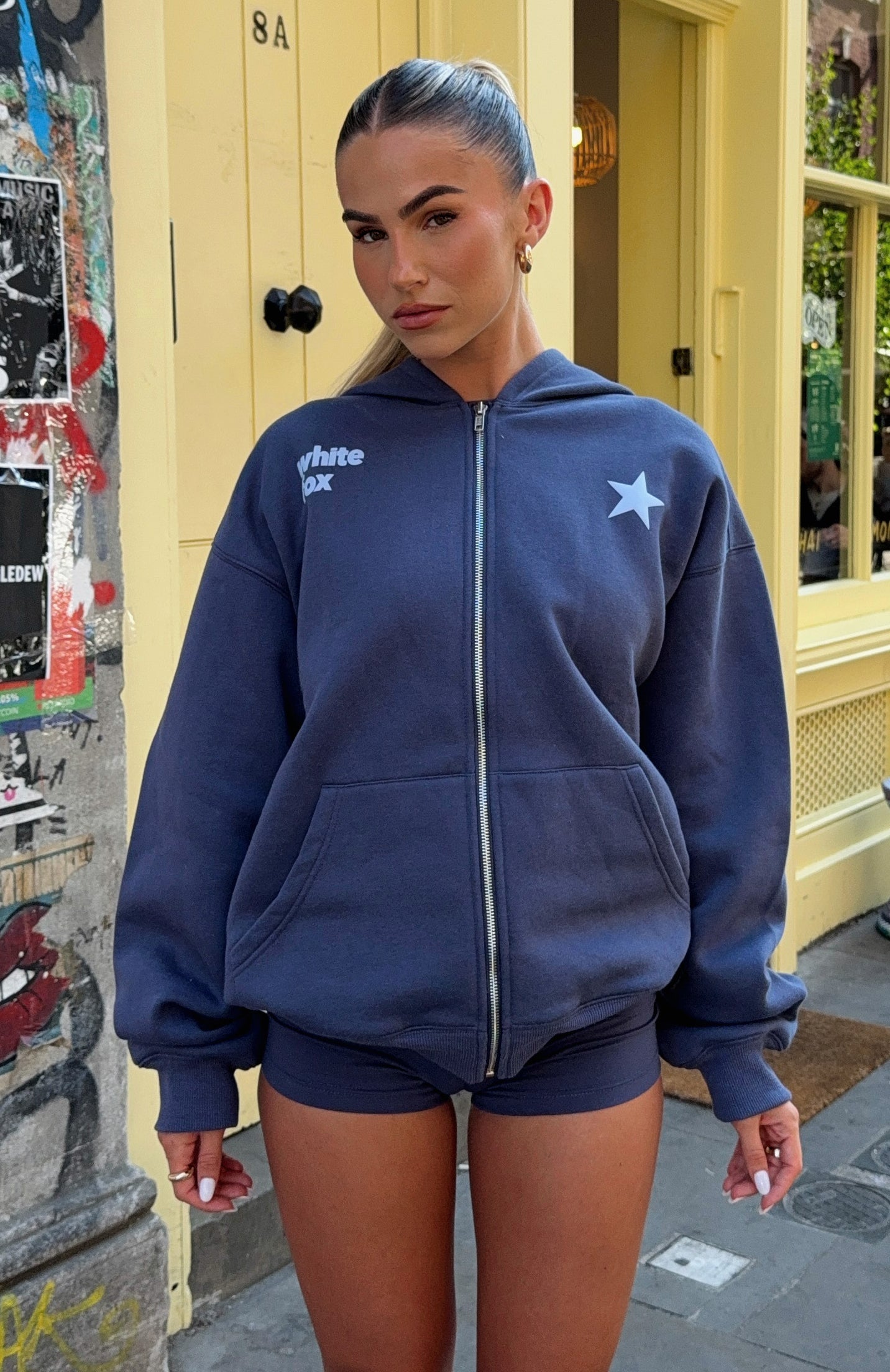 From Archives Charli Zip Front Navy Hoodie