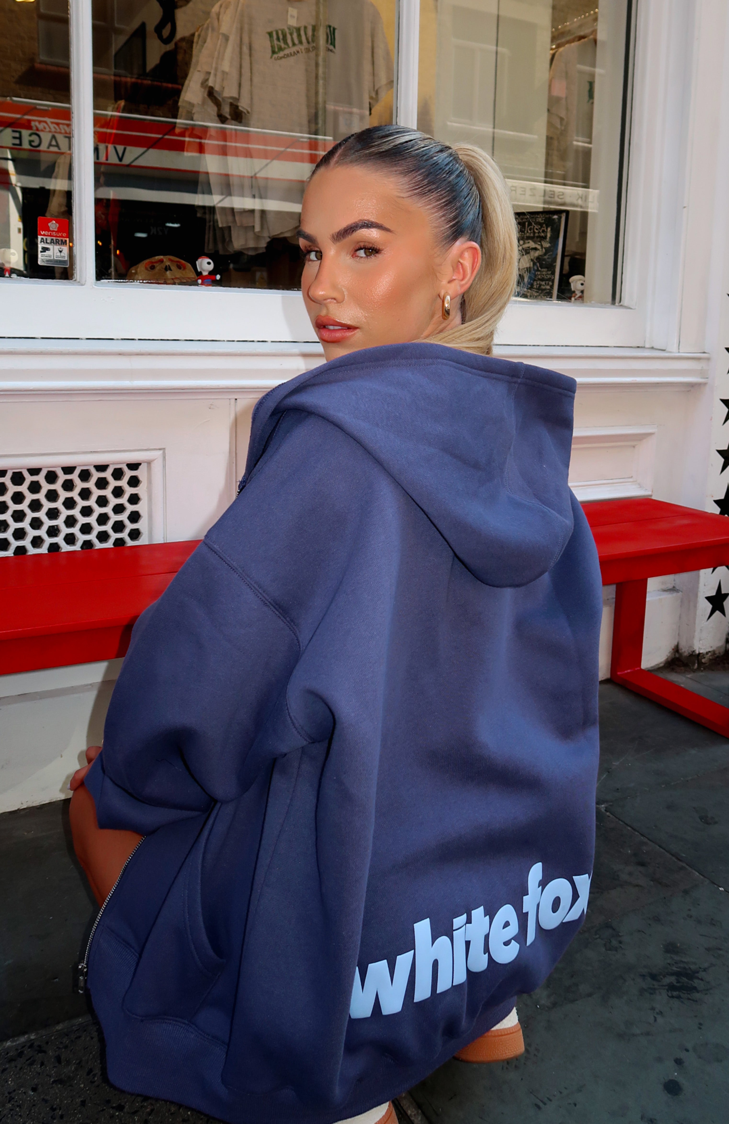 From Archives Charli Zip Front Navy Hoodie