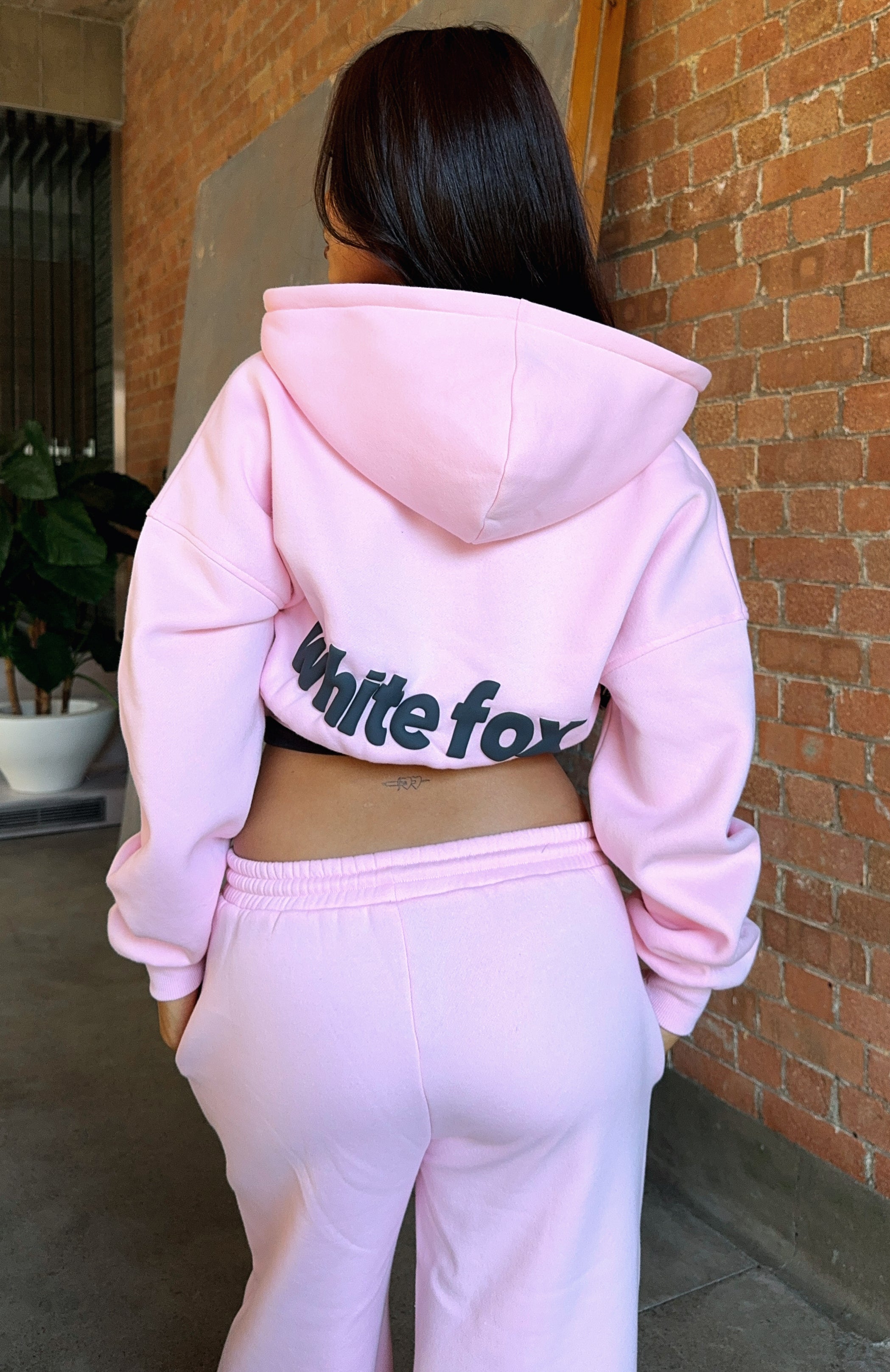 From Archives Charli Cropped Pink Hoodie