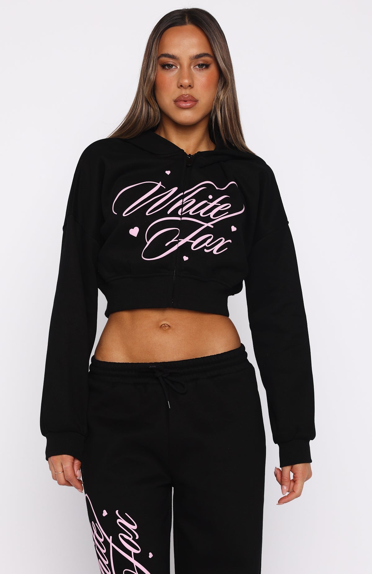 Love You Regardless Cropped Black Hoodie