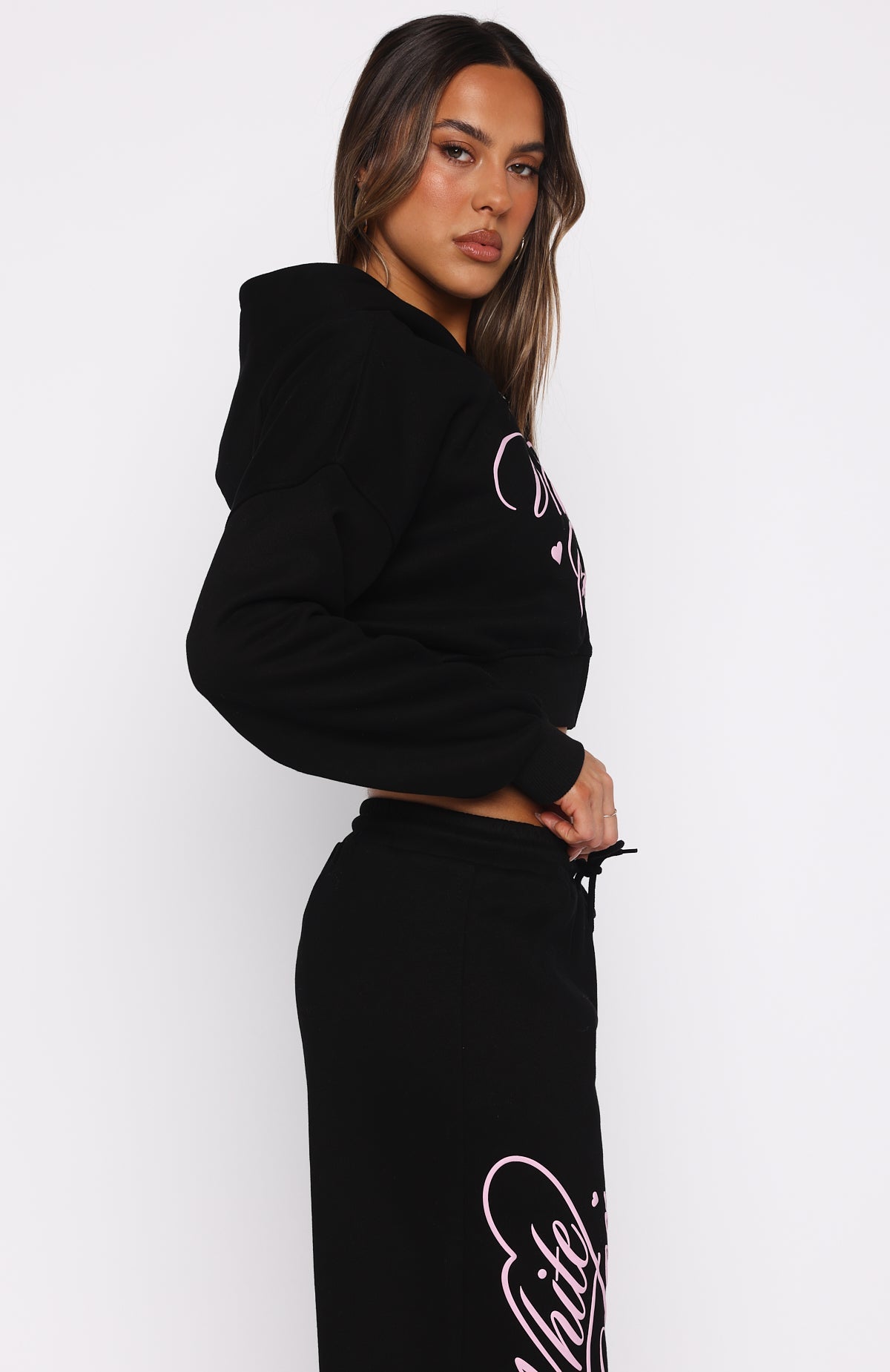 Love You Regardless Cropped Black Hoodie
