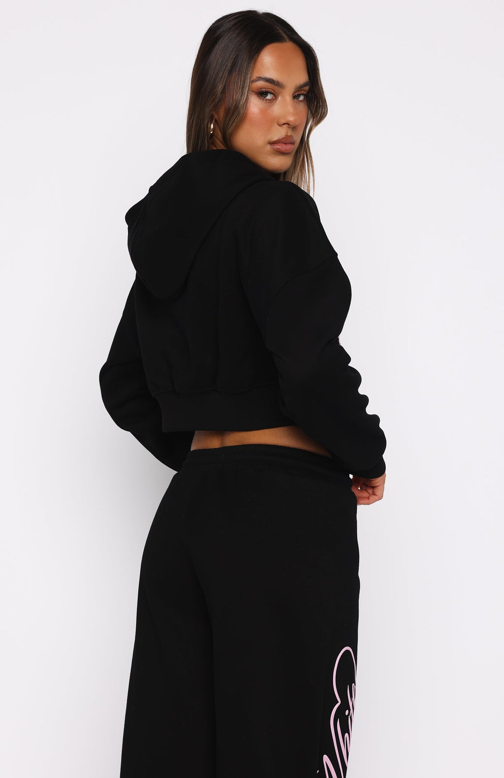 Love You Regardless Cropped Black Hoodie
