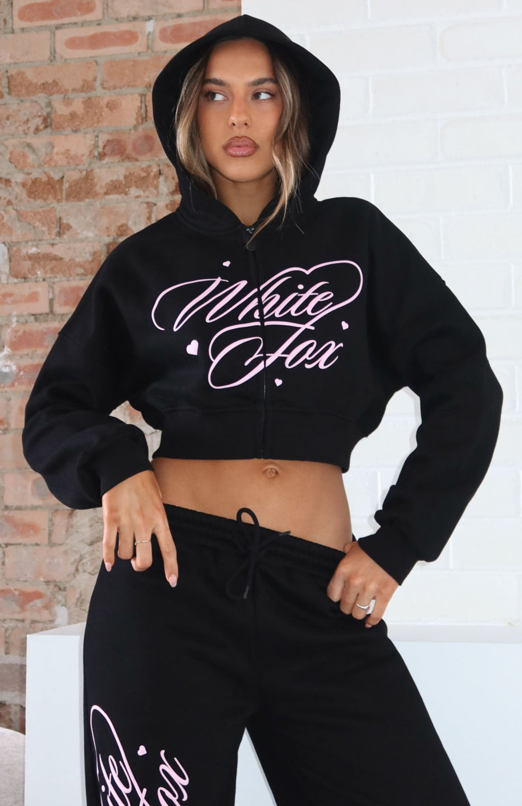 Love You Regardless Cropped Black Hoodie
