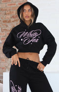 Love You Regardless Cropped Black Hoodie