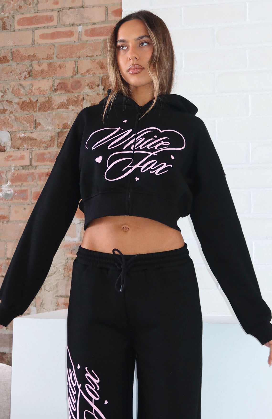Love You Regardless Cropped Black Hoodie