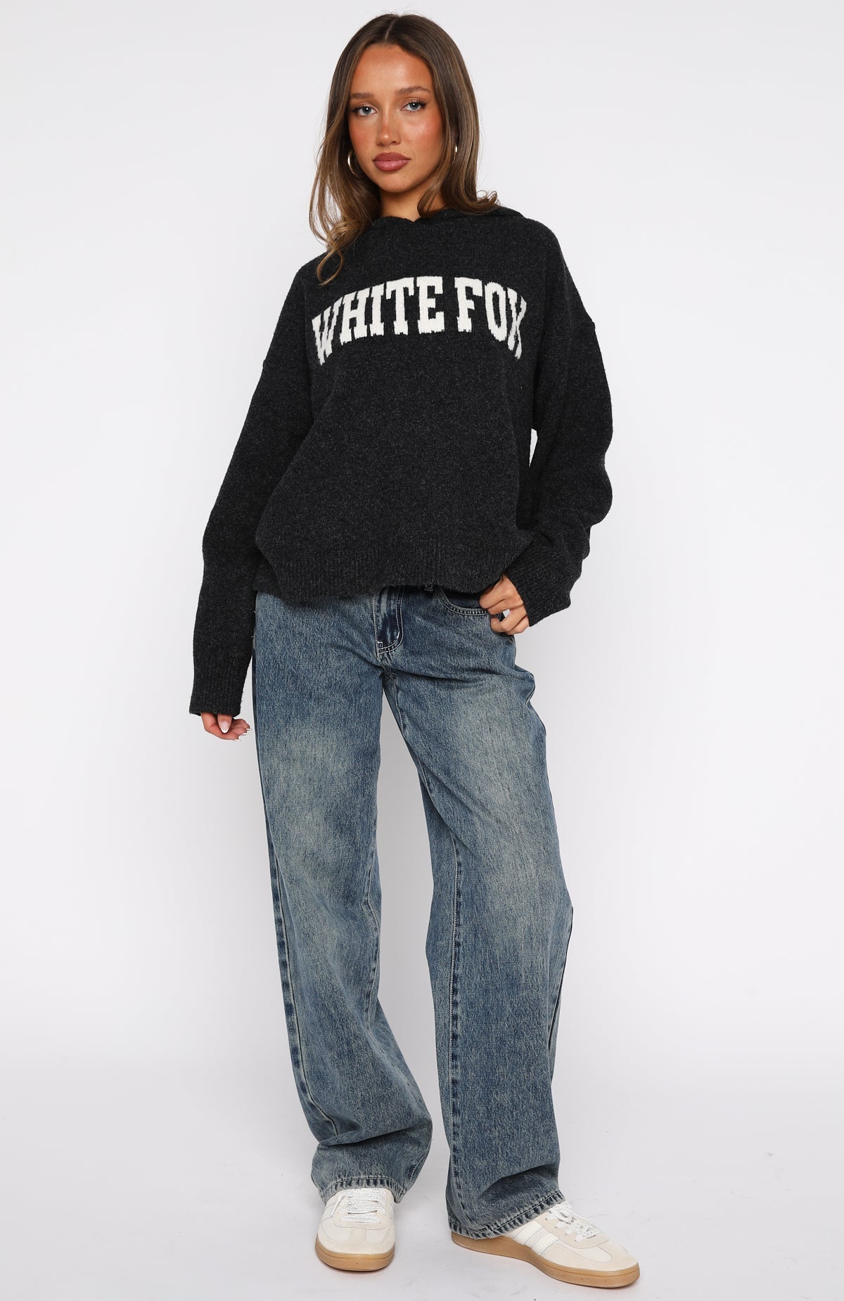 Off To Better Things Oversized Charcoal Hoodie