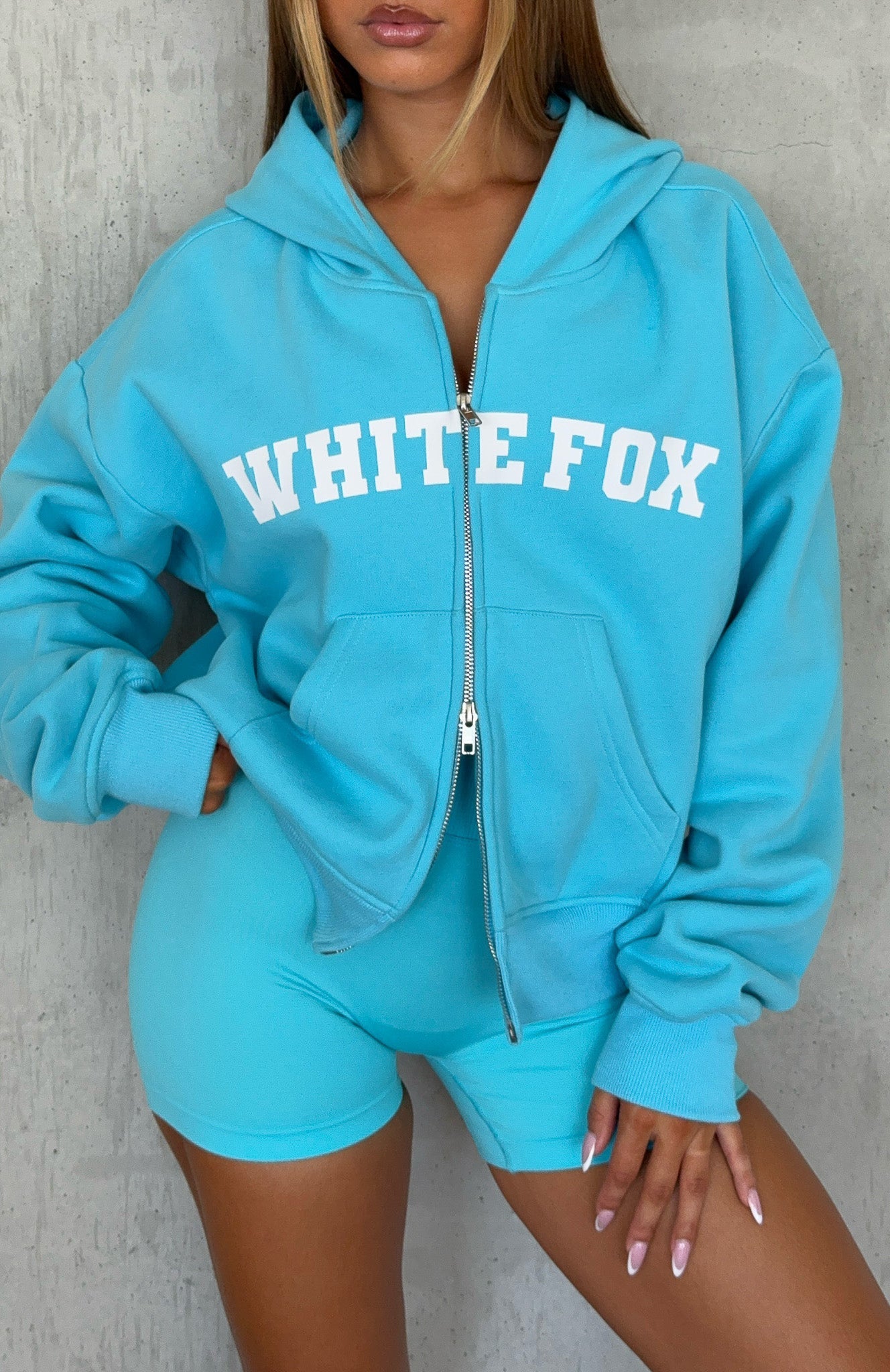 Starting Off Strong Boxy Azure Hoodie