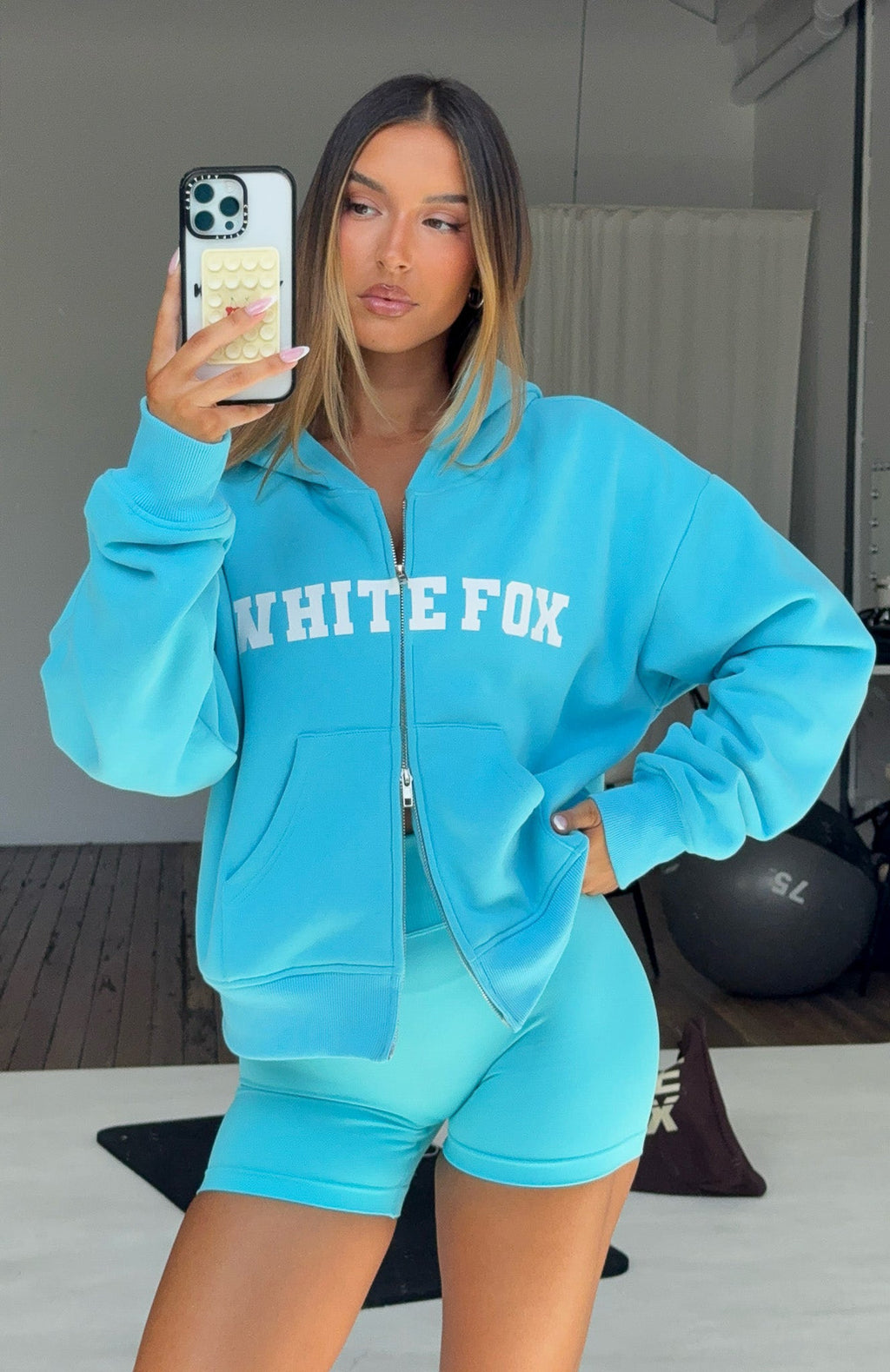 Starting Off Strong Boxy Azure Hoodie