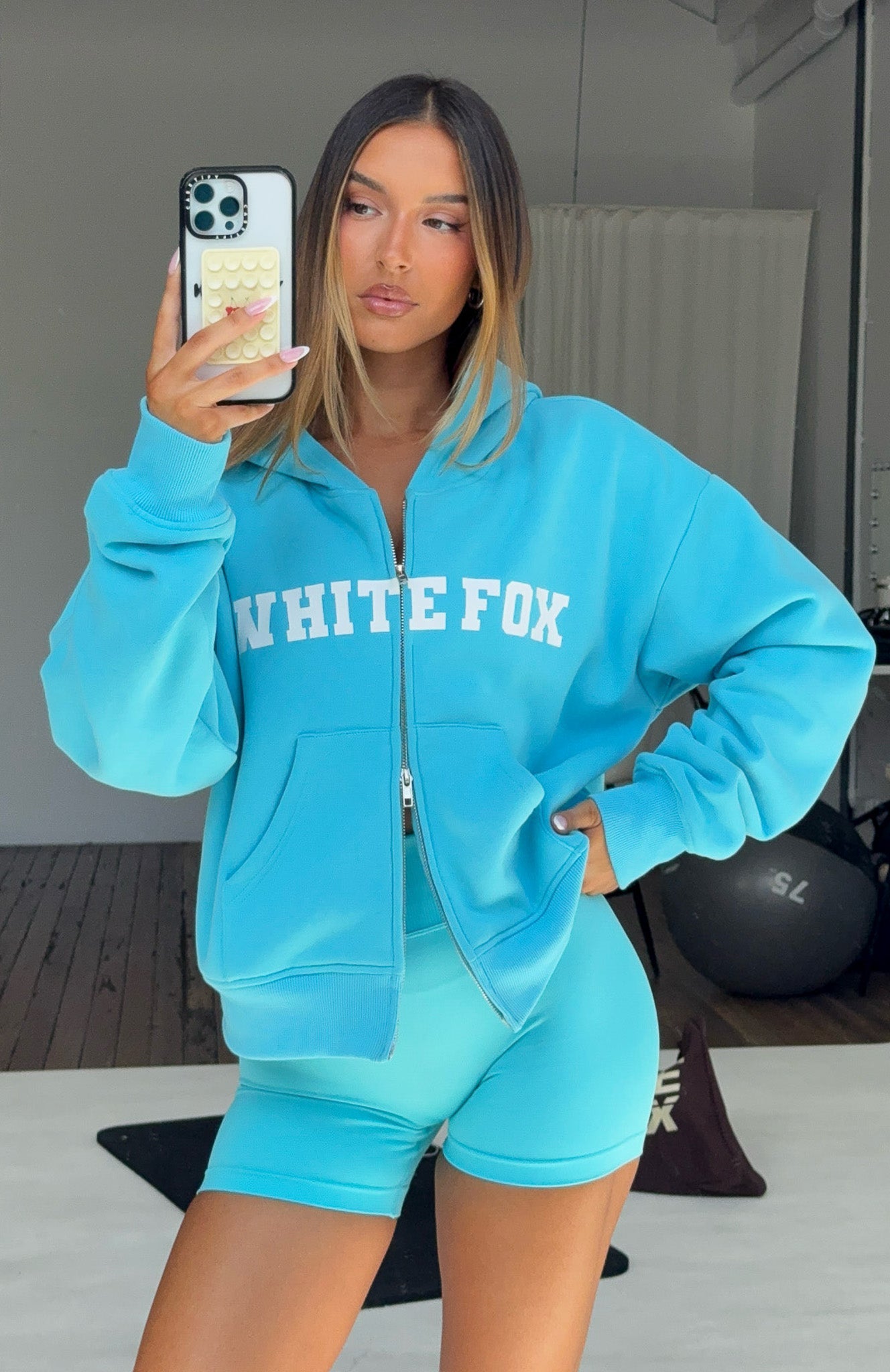 Starting Off Strong Boxy Azure Hoodie