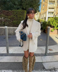 White Single Button Wool Coat