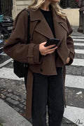 Wide Lapel Wool Blend Coat