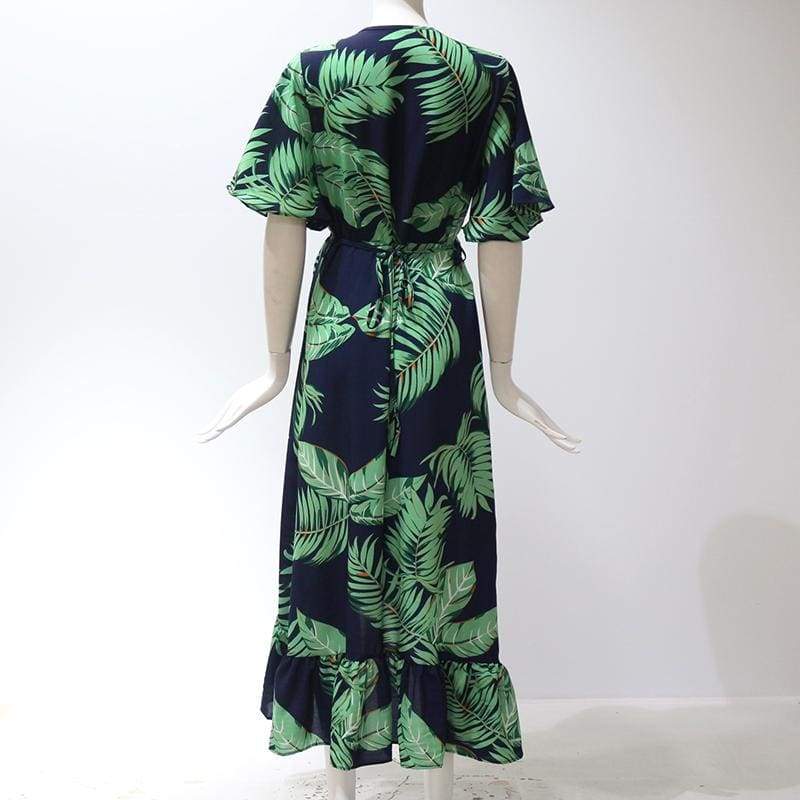 Boho Floral Ruffled Beach Party Midi Dress