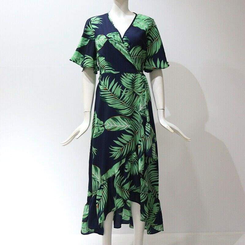 Boho Floral Ruffled Beach Party Midi Dress