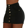 Denim Button High Waist A Line Casual Mini Dress