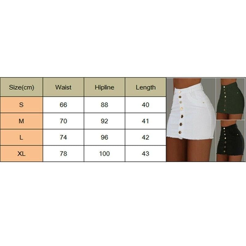 Button Denim Bodycon A-line Party Skirt