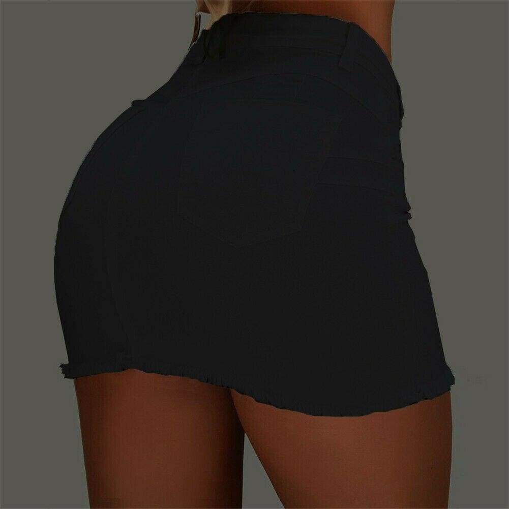 Denim Button High Waist A Line Casual Mini Dress