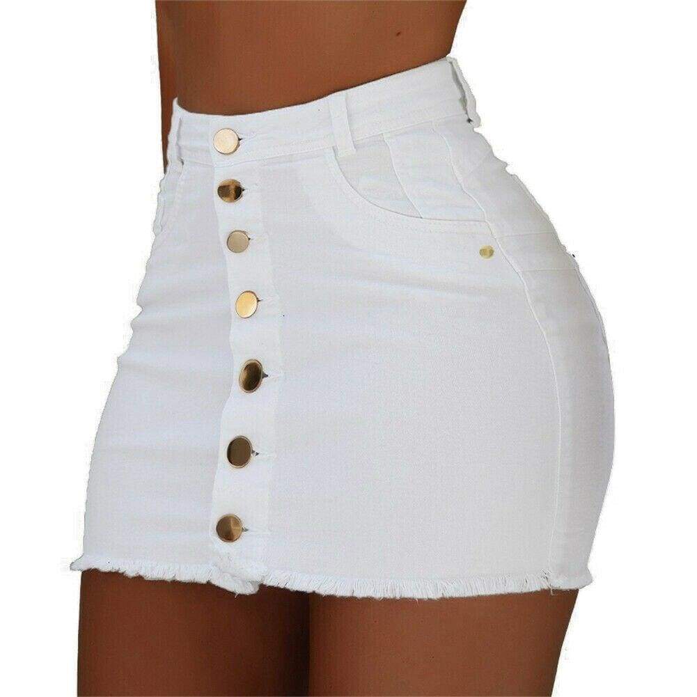 Button Denim Bodycon A-line Party Skirt