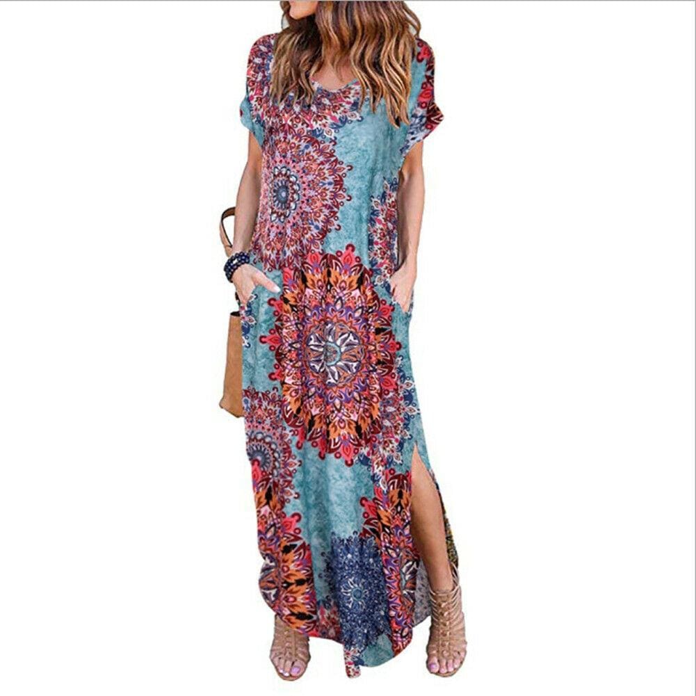 Floral Boho Split Loose Summer Maxi Dress