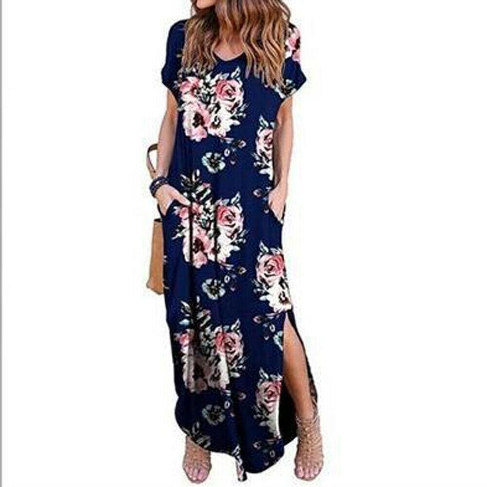 Floral Boho Split Loose Summer Maxi Dress