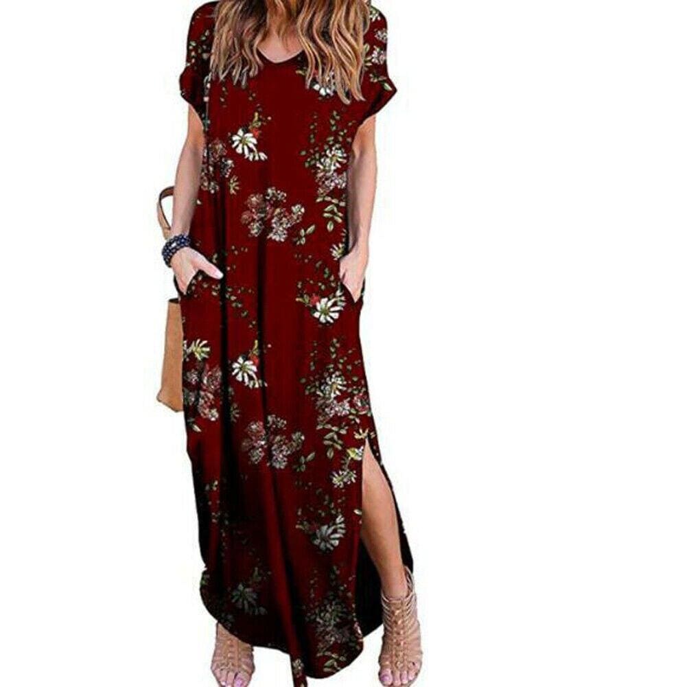 Floral Boho Split Loose Summer Maxi Dress