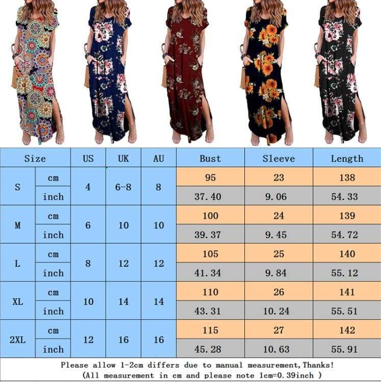 Floral Boho Split Loose Summer Maxi Dress