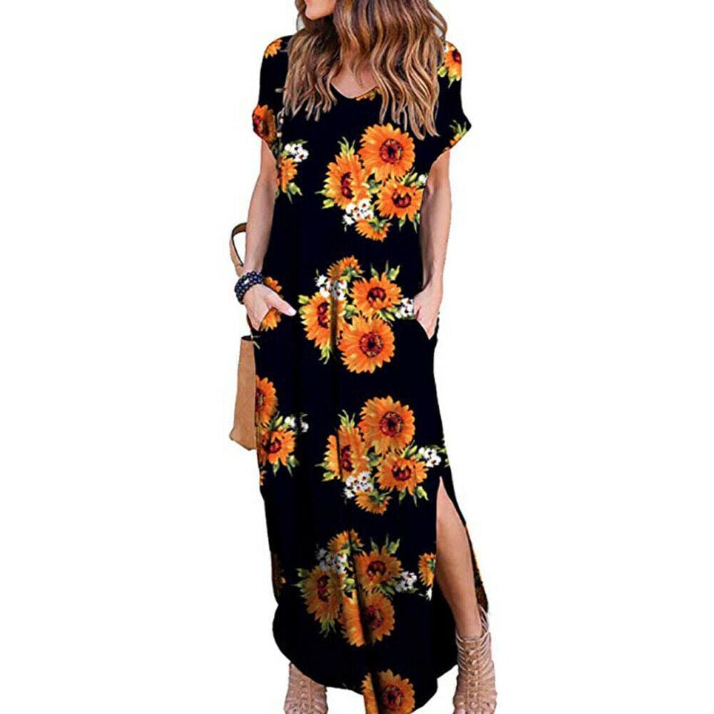 Floral Boho Split Loose Summer Maxi Dress