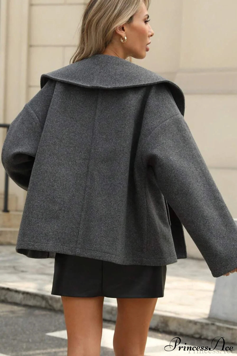 Wool Blend Collar Street Casual Coat