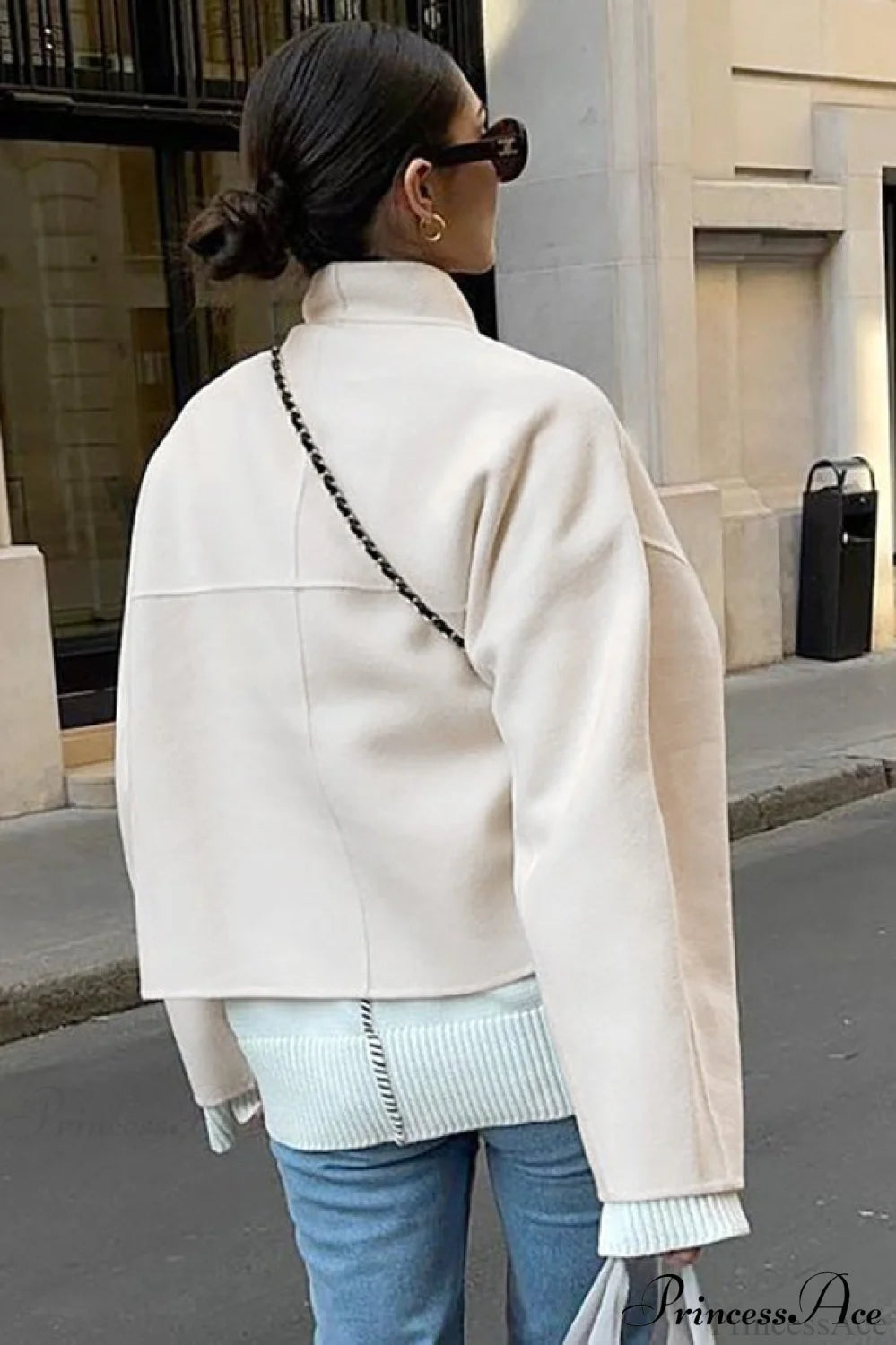 Woolen V-Neck Loose Short Coat