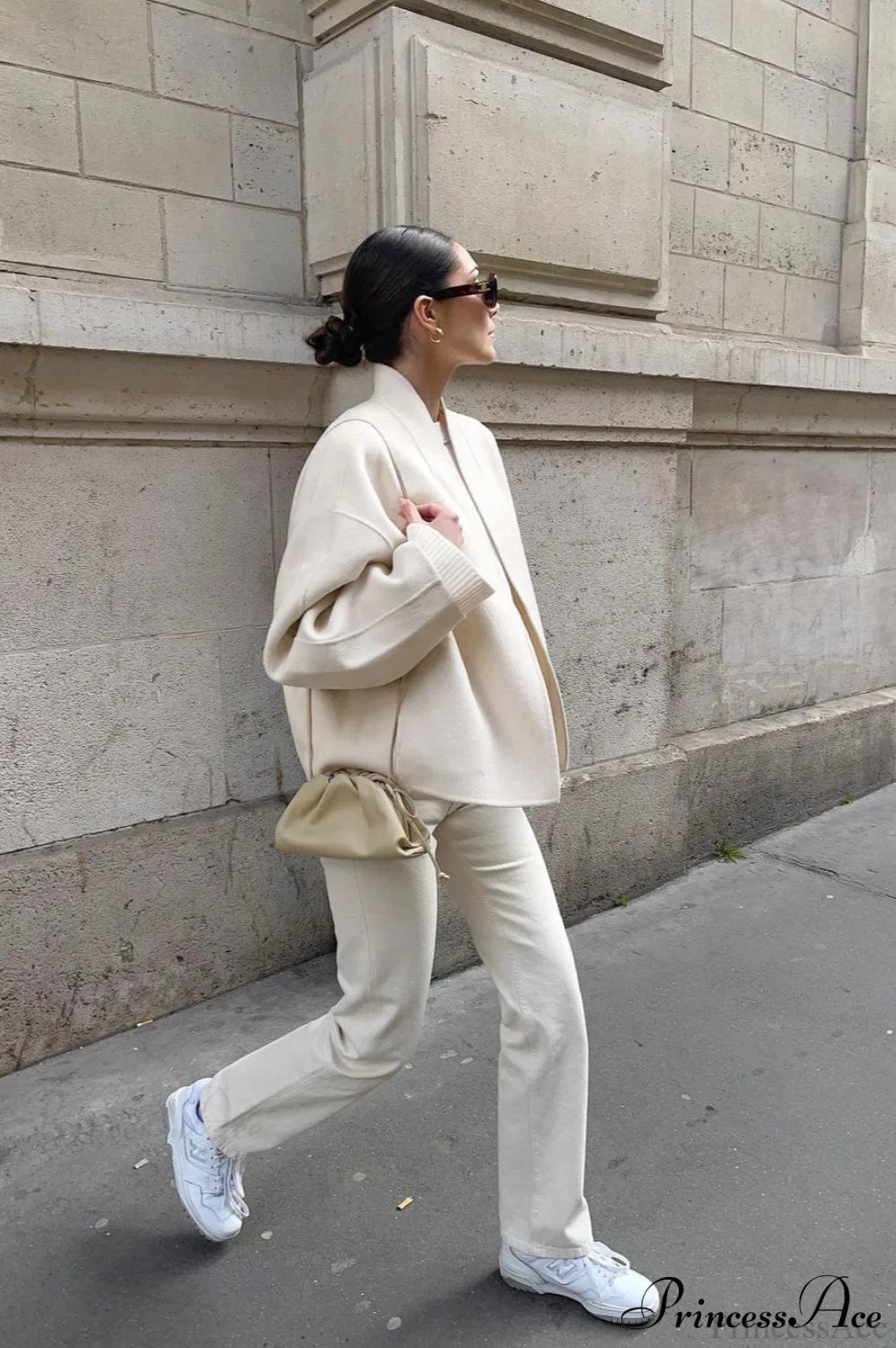 Woolen V-Neck Loose Short Coat