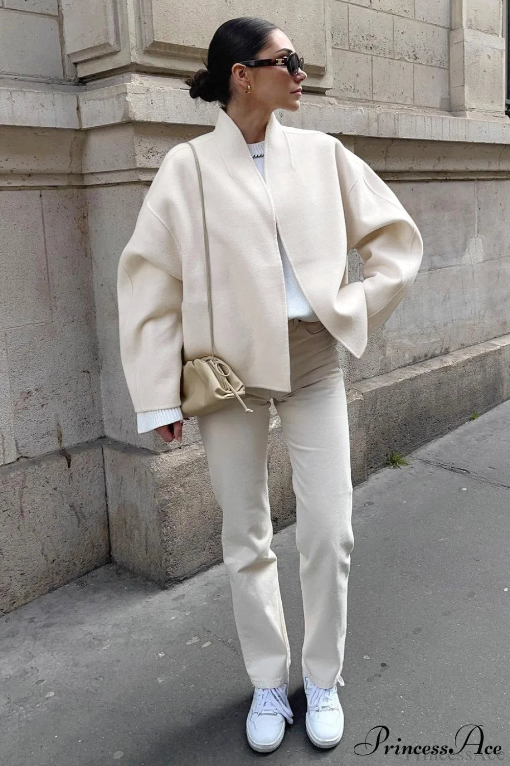 Woolen V-Neck Loose Short Coat