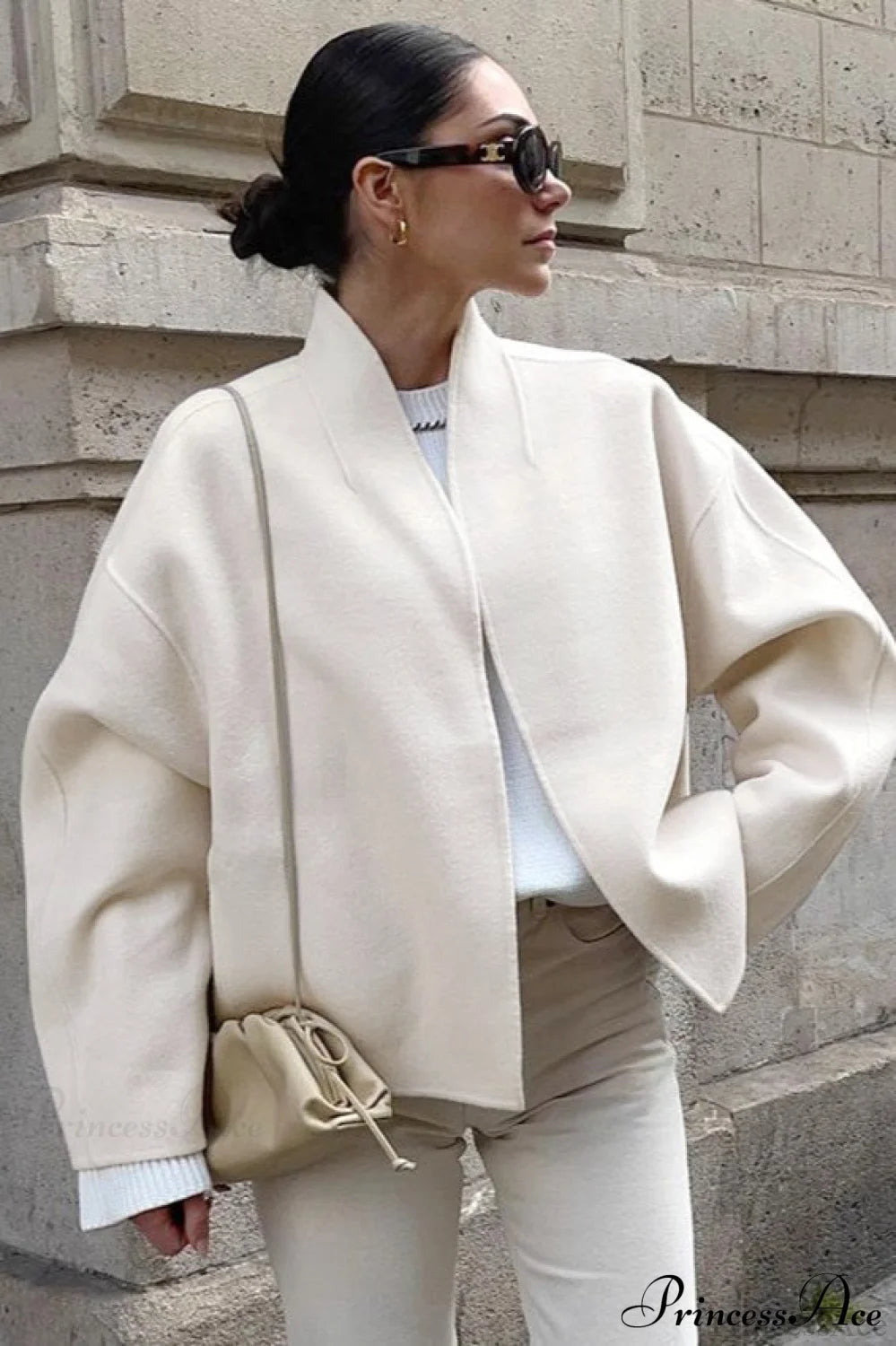 Woolen V-Neck Loose Short Coat