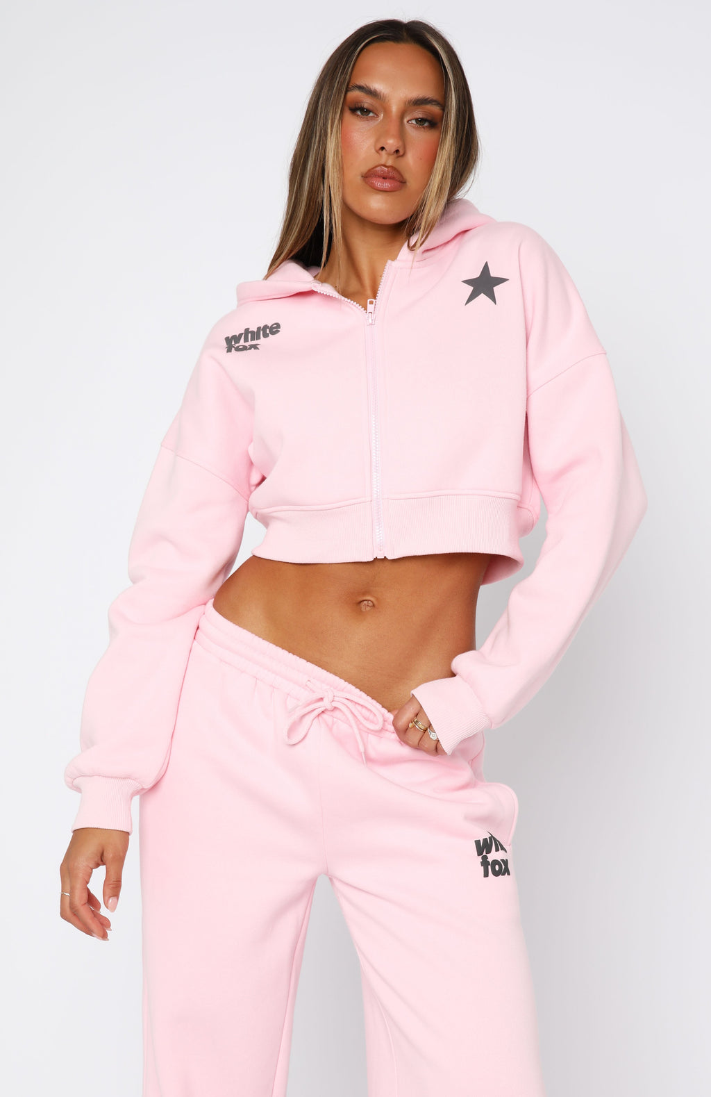 From Archives Charli Cropped Pink Hoodie