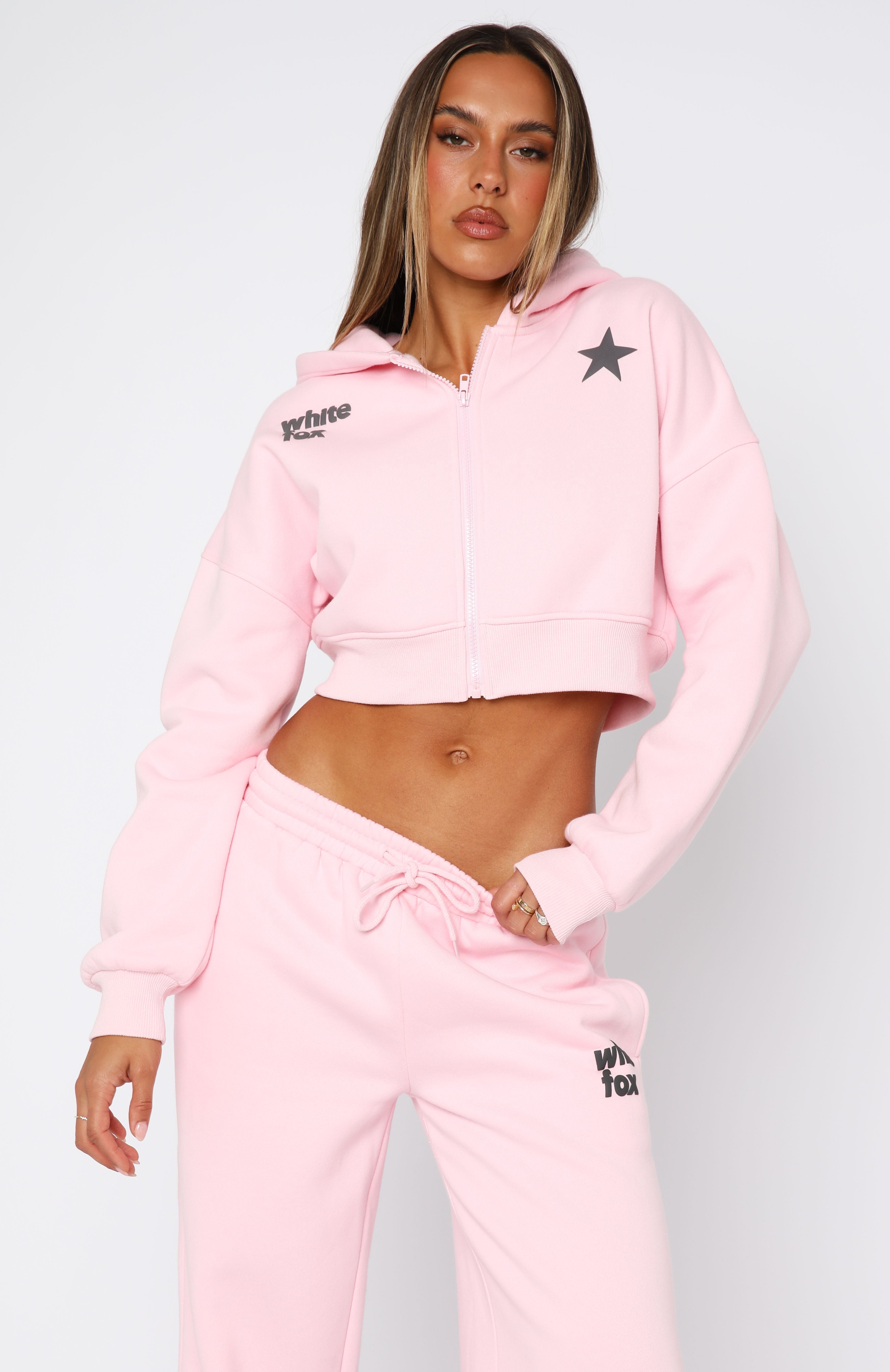 From Archives Charli Cropped Pink Hoodie