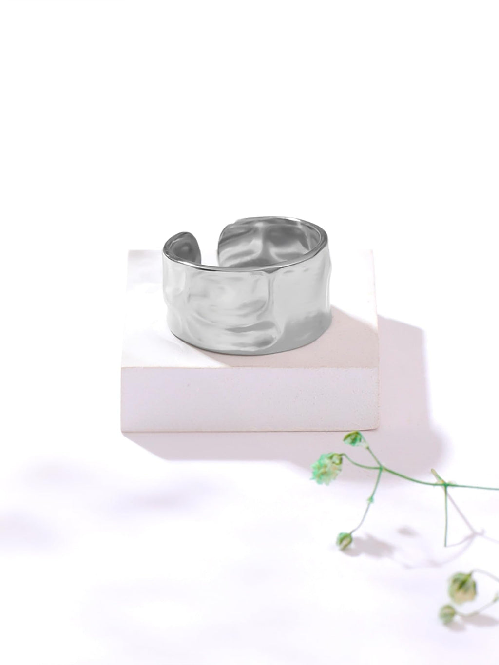 Rhodium Plated Adjustable Fashion Band Ring
