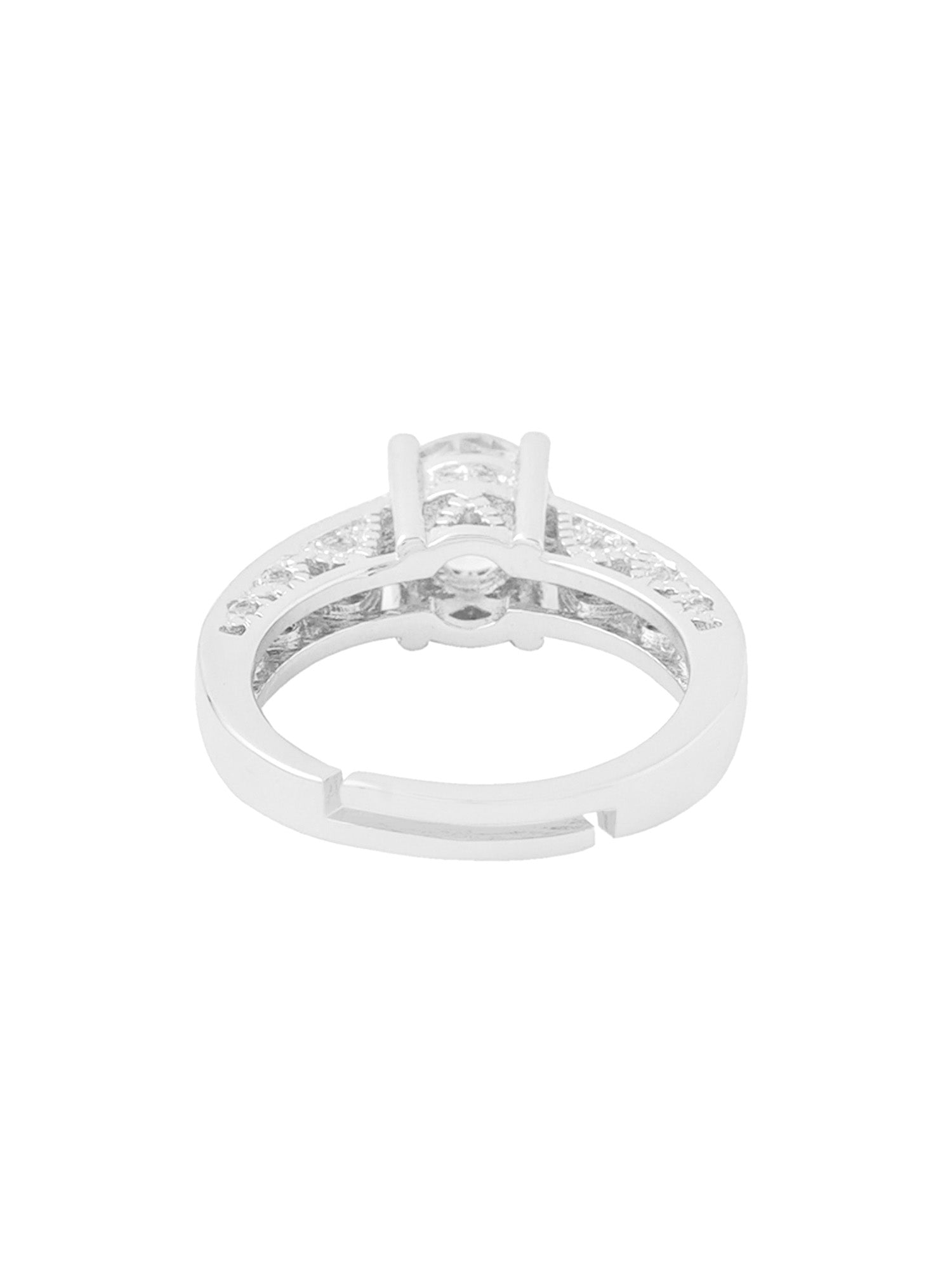 Rhodium Plated Adjustable Cubic Zircon Ring