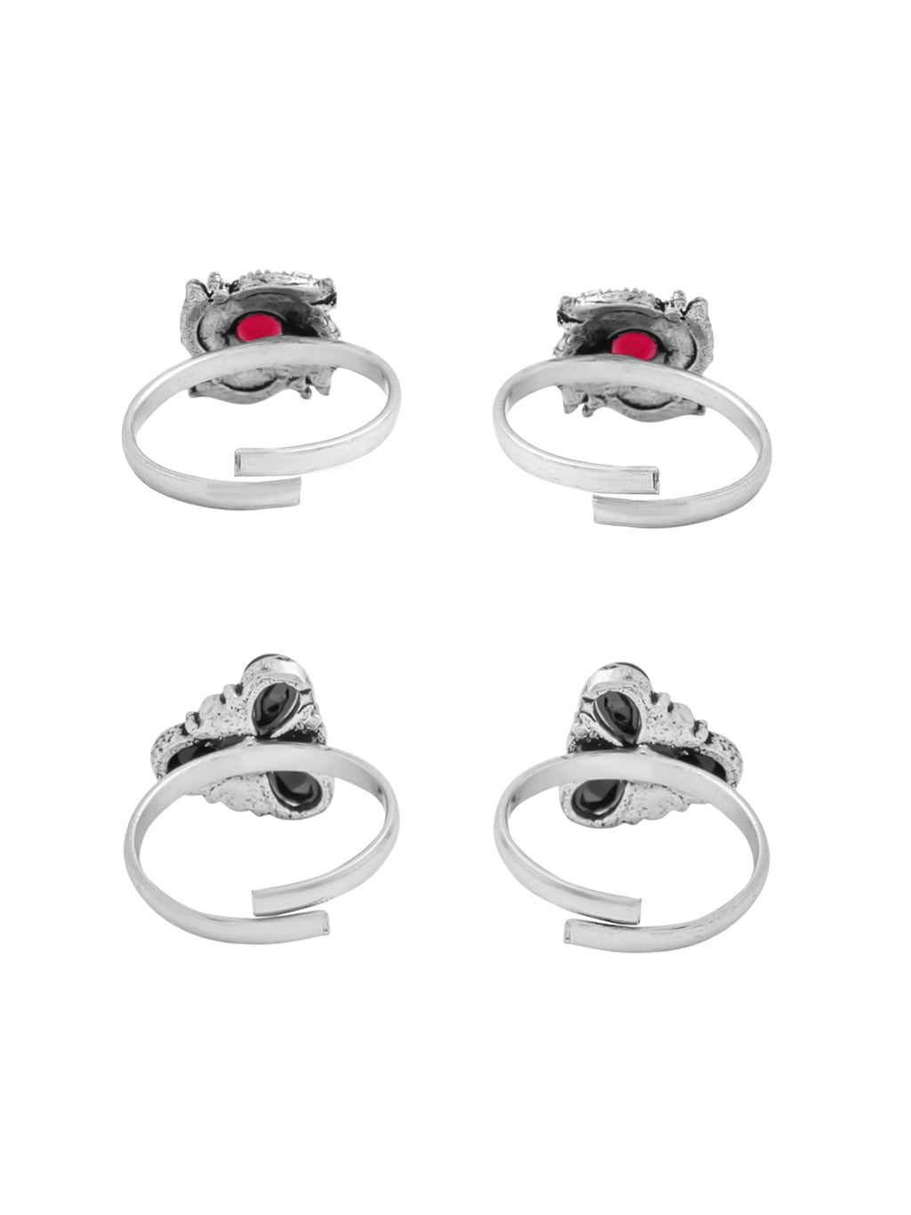 Oxidised Silver Three Pair Adjustable Toe Ring
