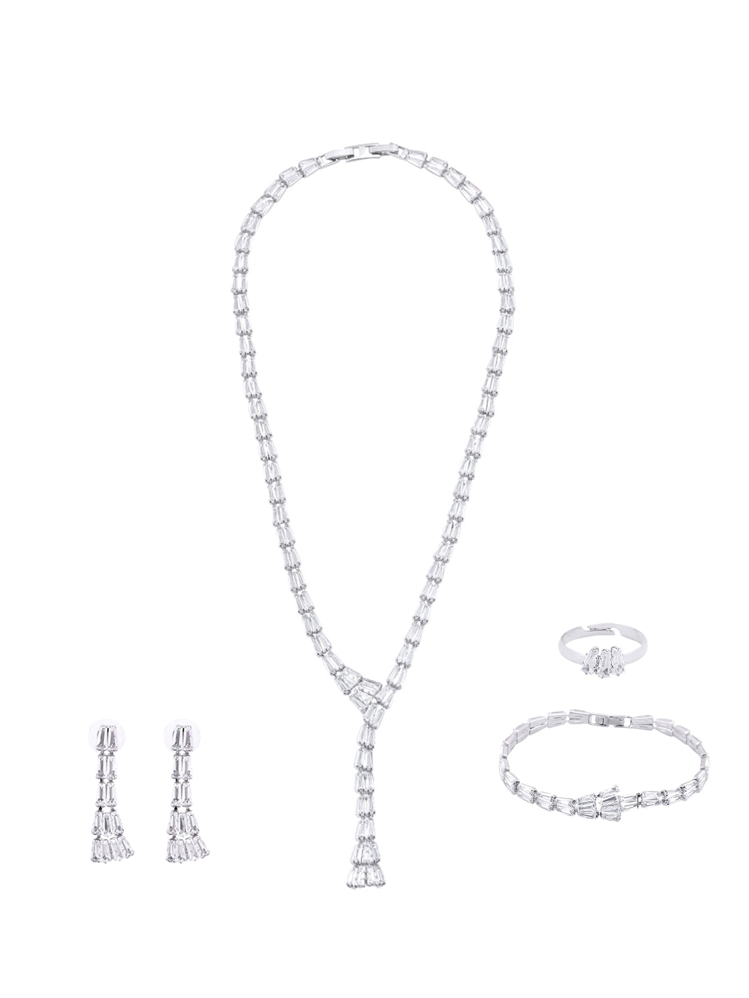 Silver Stone Diamond Set Necklace
