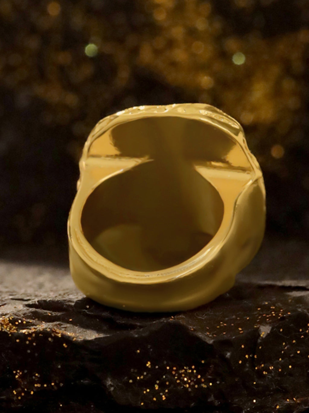 Gold Black Chunky Statement Ring