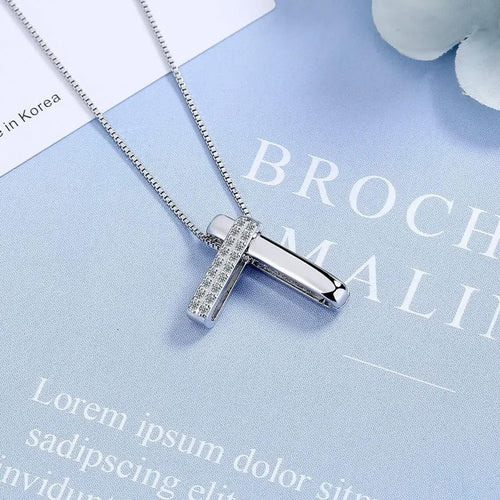 Silver Crystal Simple Pendant Necklace